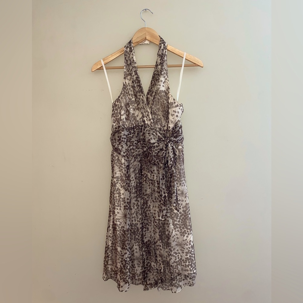 Gold patterned halter dress